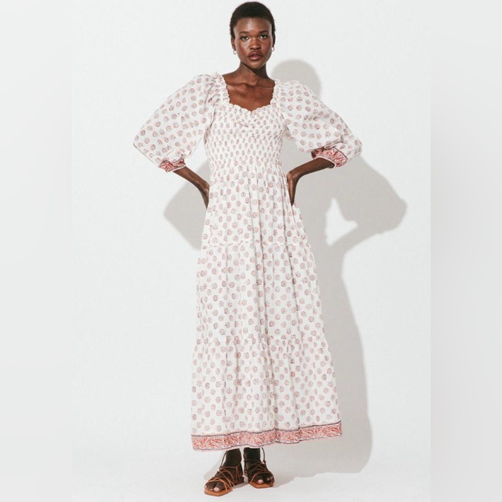 NWT Cleobella Printed Smocked Maxi Dress Cotton